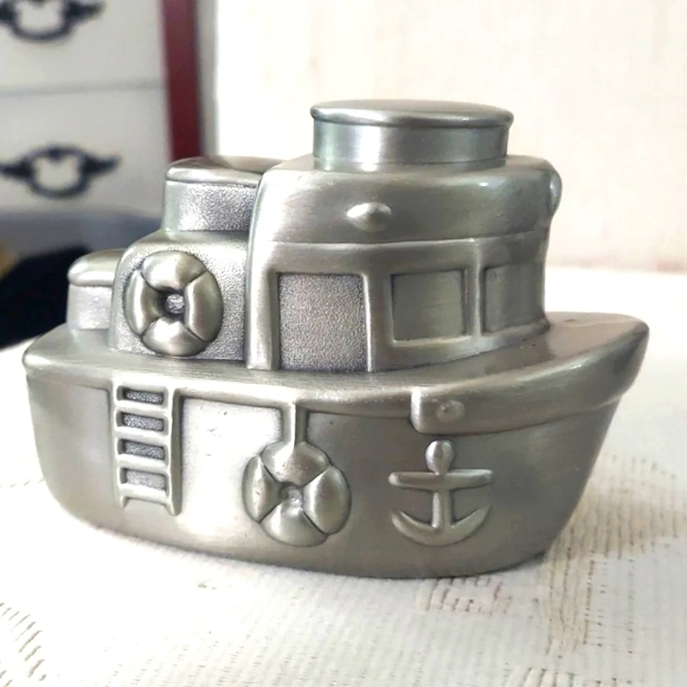 Vintage Ford Model T Coupe Truck & Tug Boat  Silver Plated Coin Piggy Banks